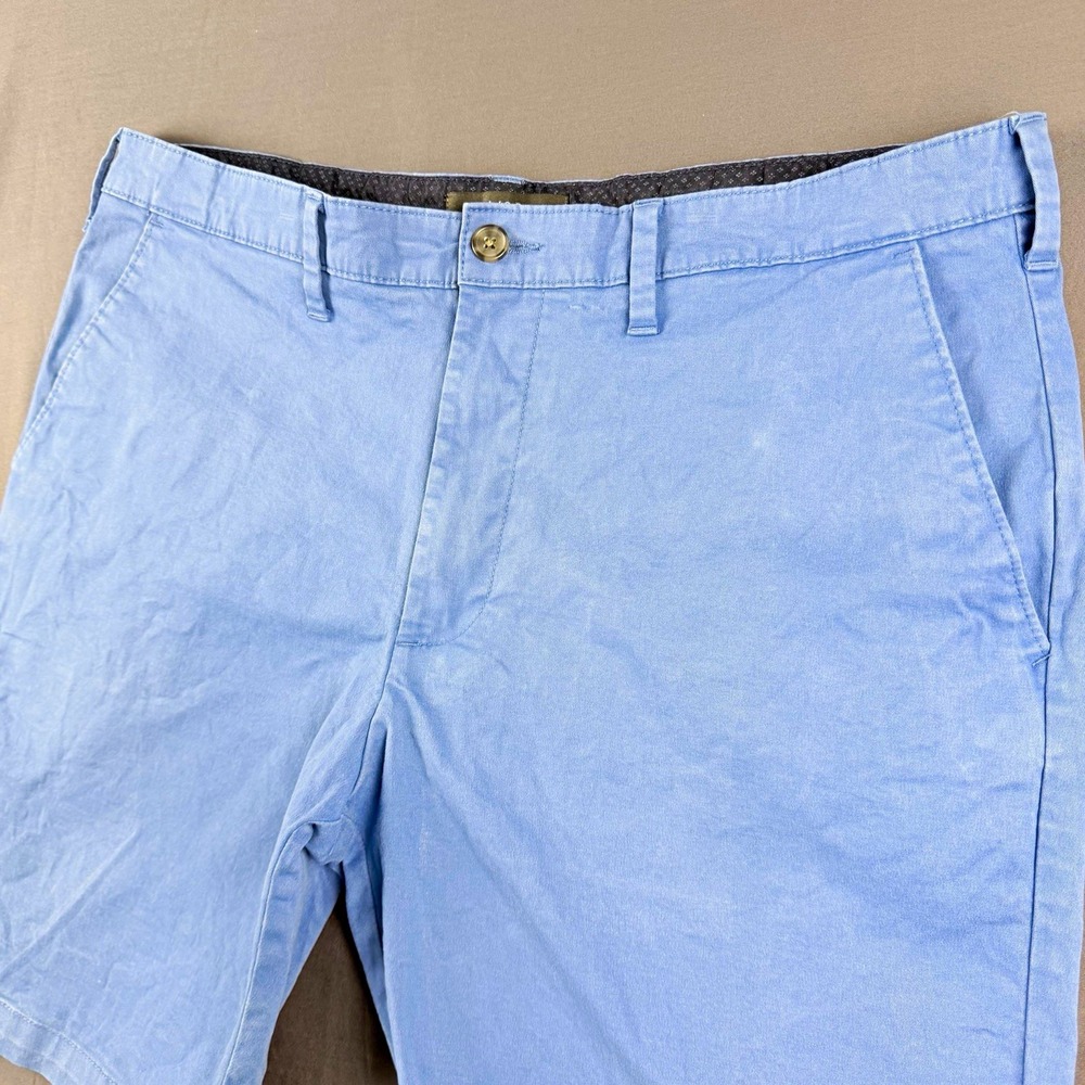 M&S Men's Blue Chino Shorts Cotton Elastane Stretch Flat Front Slash Pockets